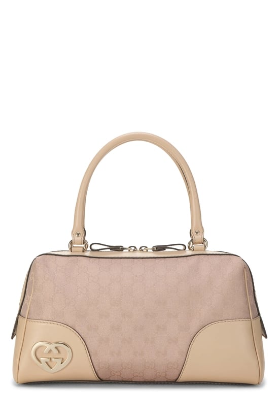 Beige Lurex Lovely Heart Handbag