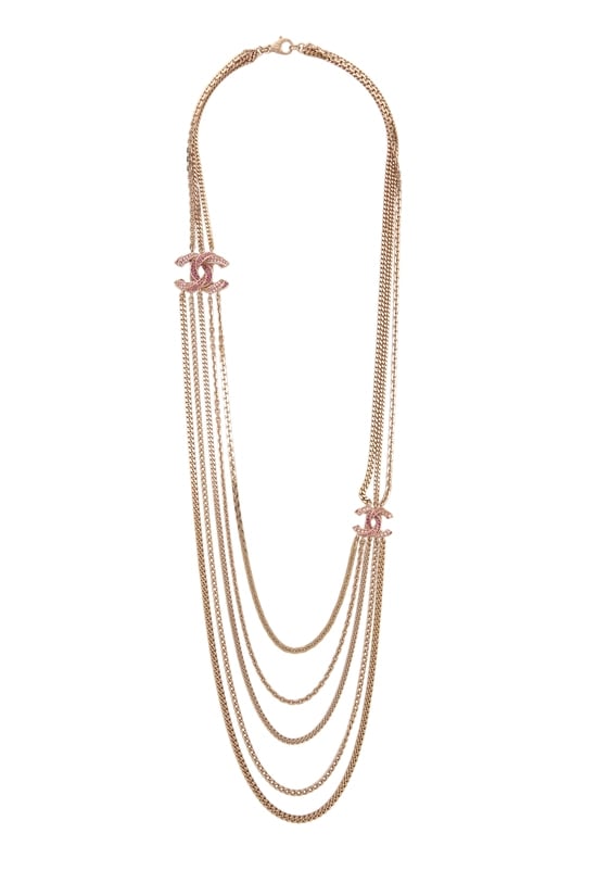 Pink Rose Gold 'CC' Layered Necklace