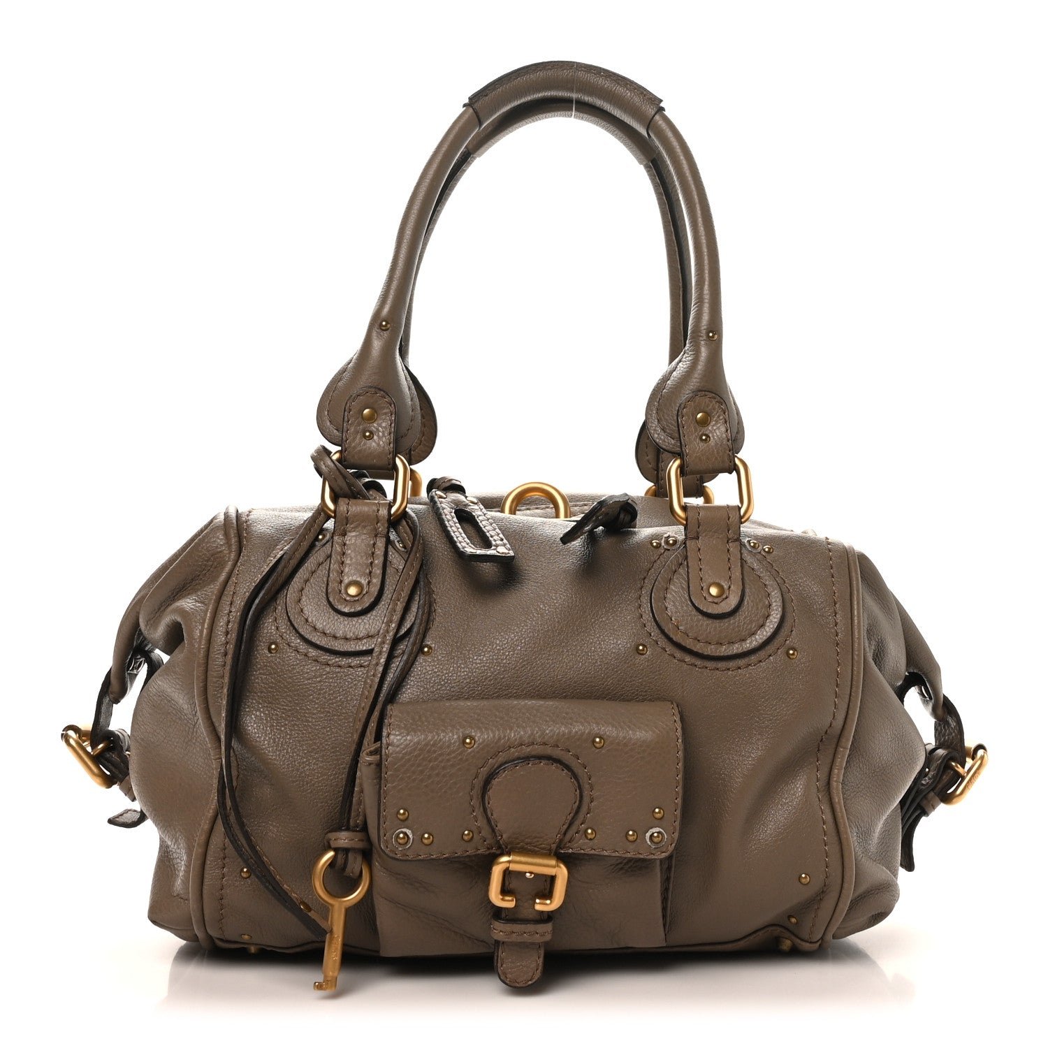 Chloe Chloe Calfskin Paddington Front Pocket Tote Souris