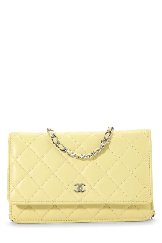 Yellow Lambskin Classic Quilted Wallet on Chain (WOC)
