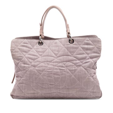 Large CC Quilted Denim Tote