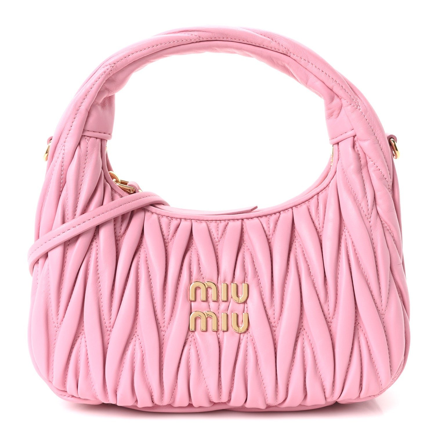 Miu Miu Nappa Matelasse Small Wander Hobo Alabastro