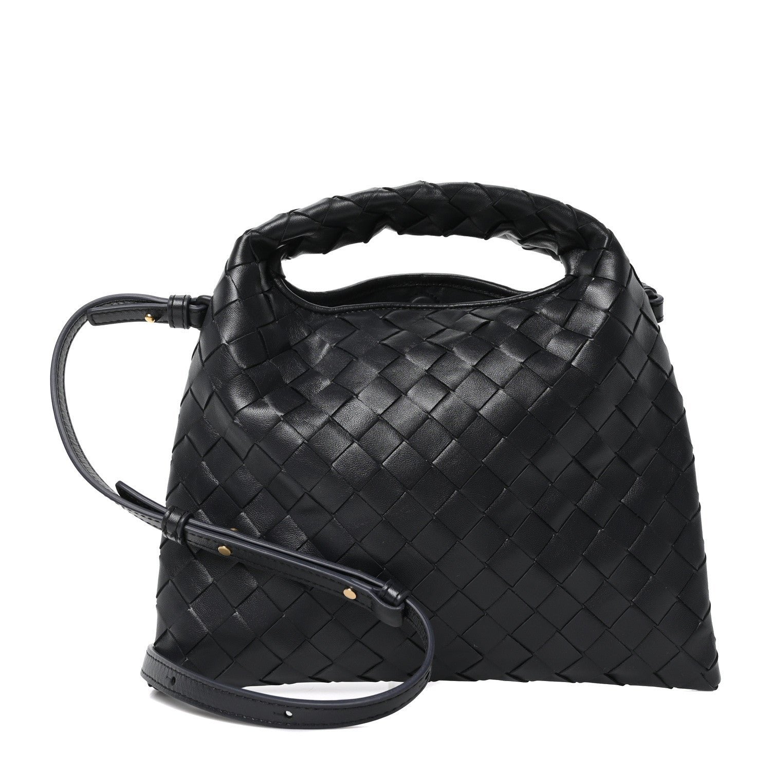 Bottega Veneta Calfskin Intrecciato Mini Hop Black