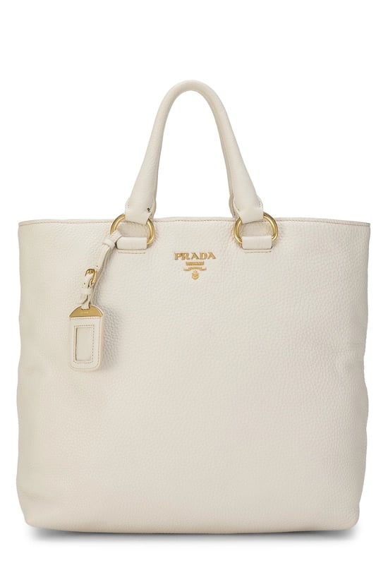 White Vitello Daino Shopping Tote Large