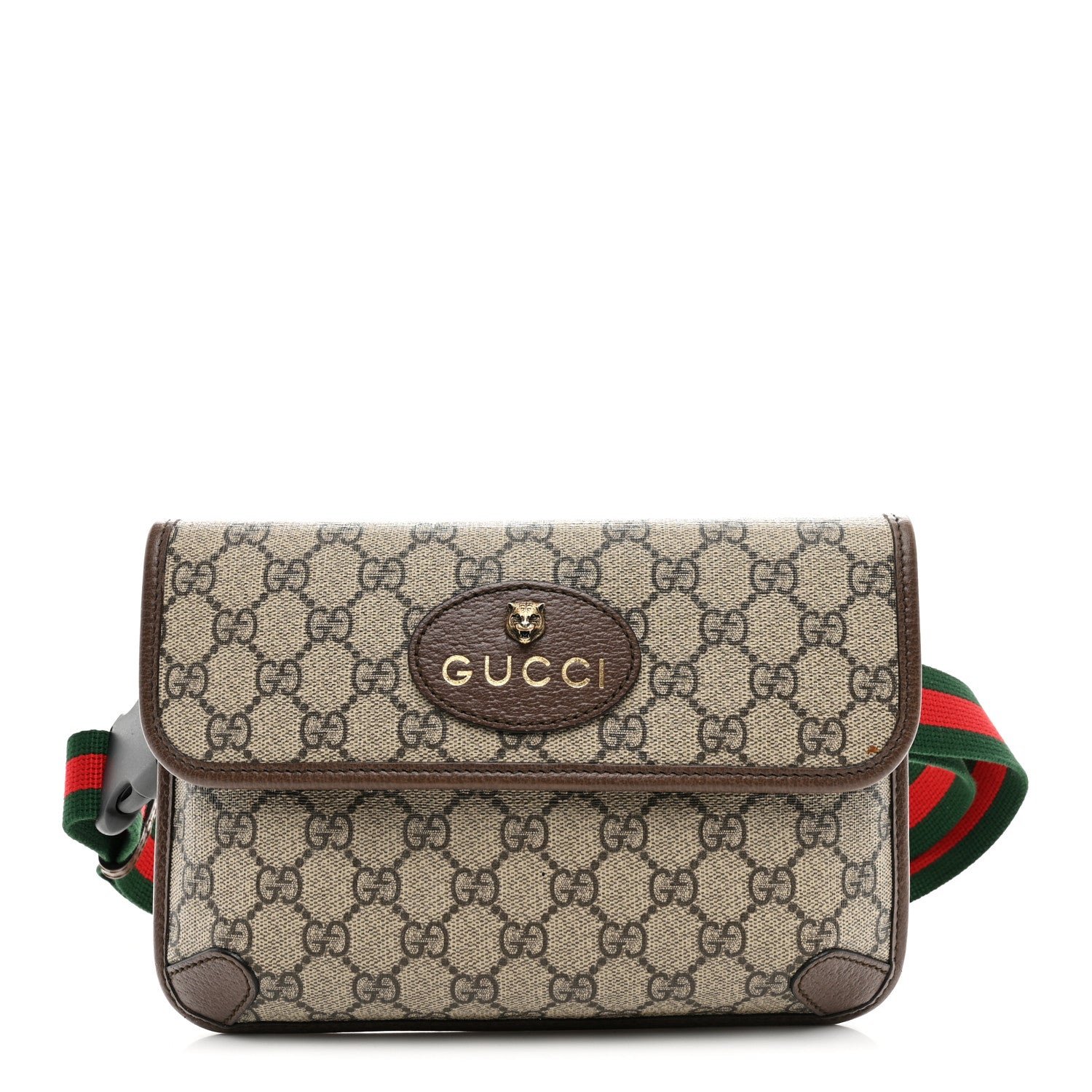 Gucci GG Supreme Monogram Neo Vintage Web Belt Bag Brown