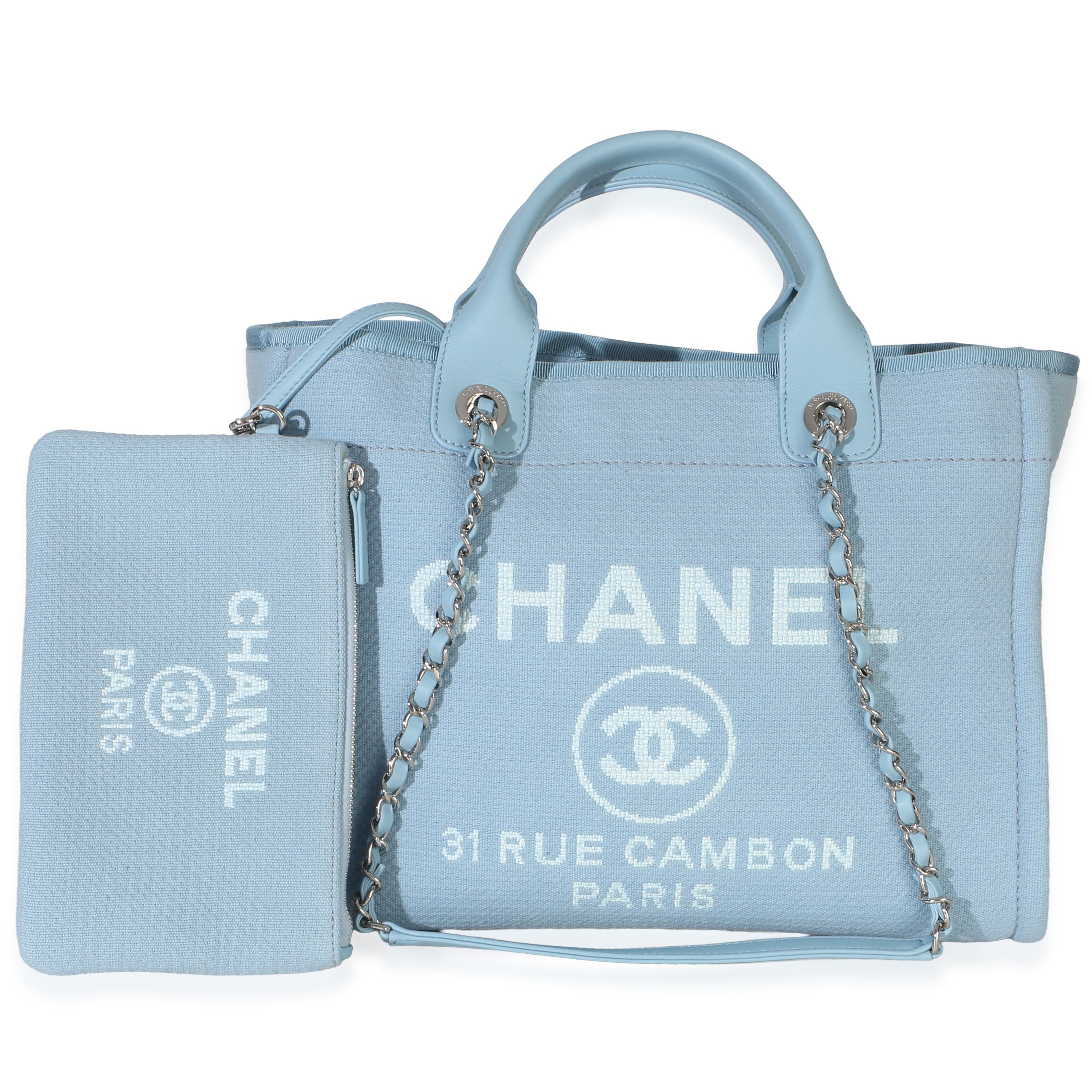 Light Blue Mixed Fibers Canvas Large Deauville Tote