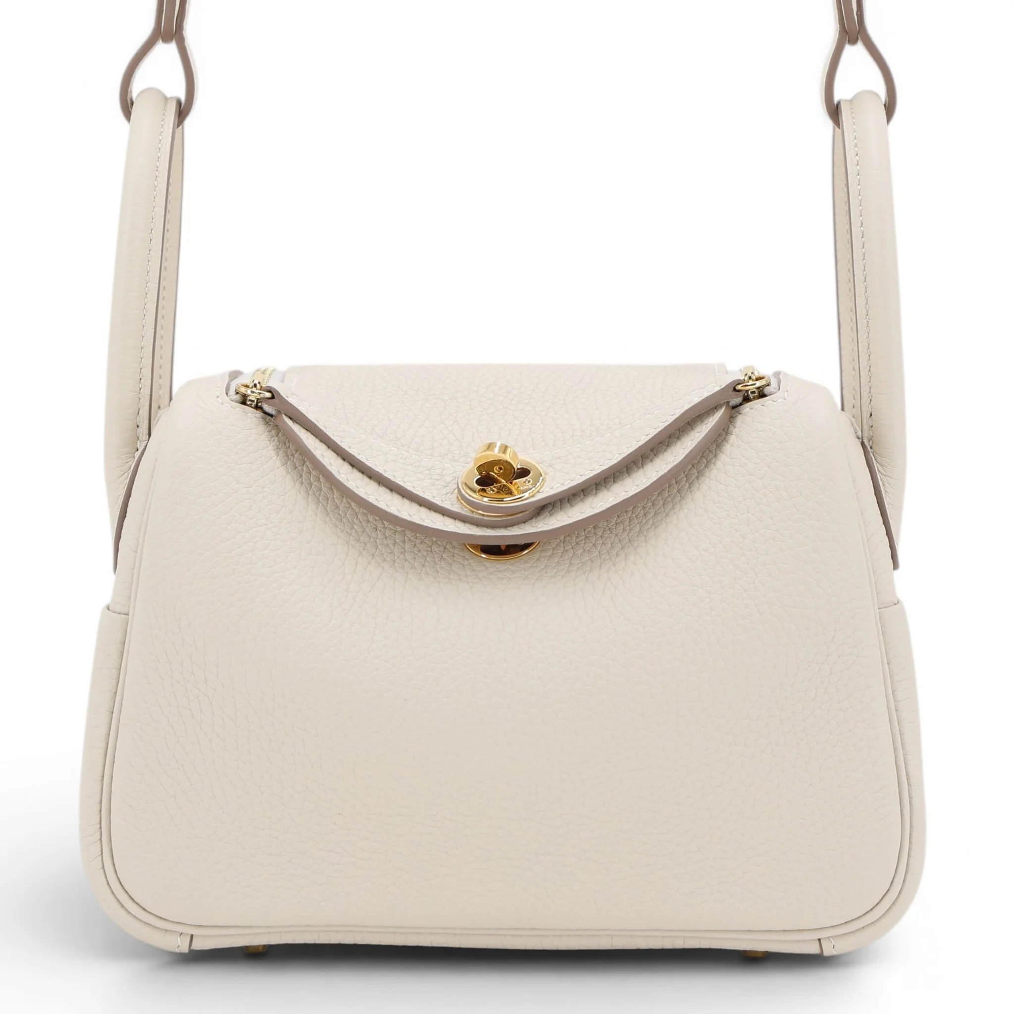 Excellent ( Rank SA ) HERMÈS Mini Lindy Craie (10) Clemence Gold hardware Z (2021)