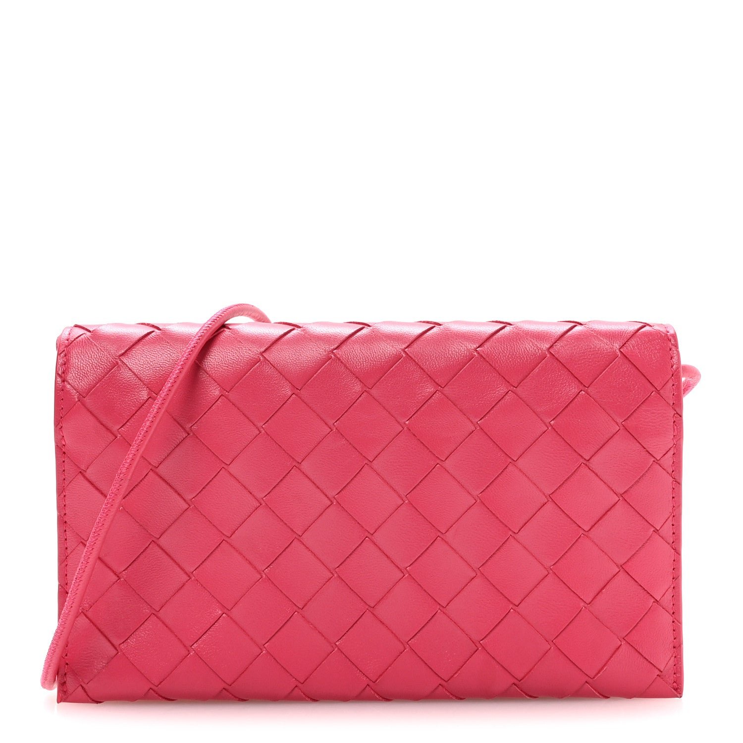 Bottega Veneta Nappa Intrecciato Wallet On Strap Cranberry