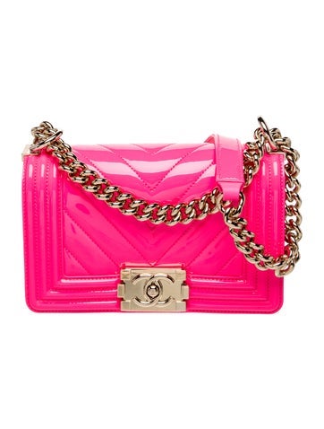 Small Patent Chevron Boy Bag