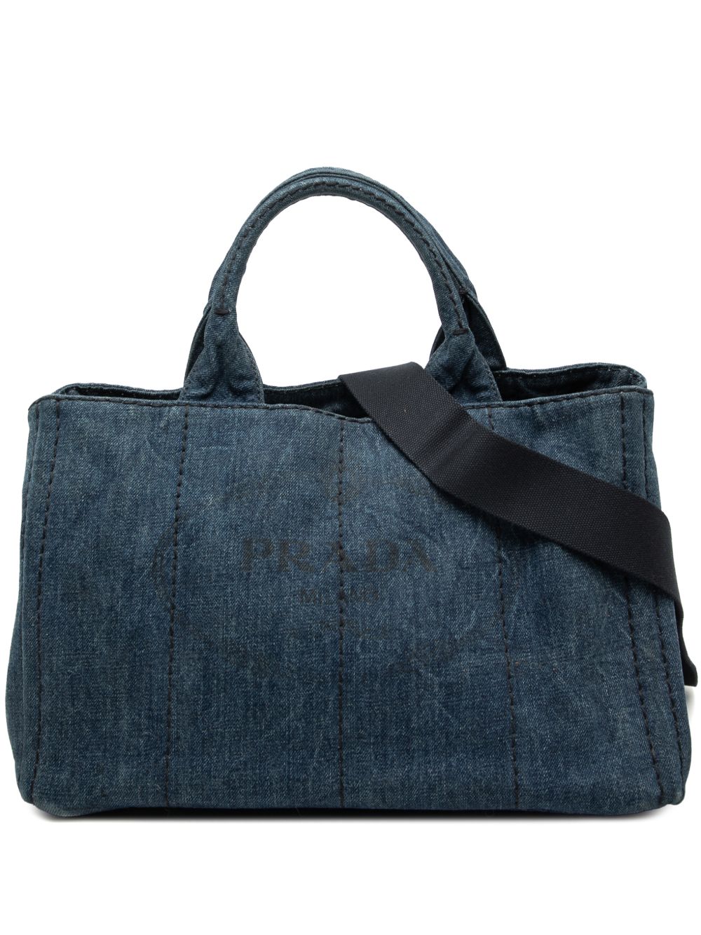 Prada 2013-2026 Denim Canapa Logo satchel