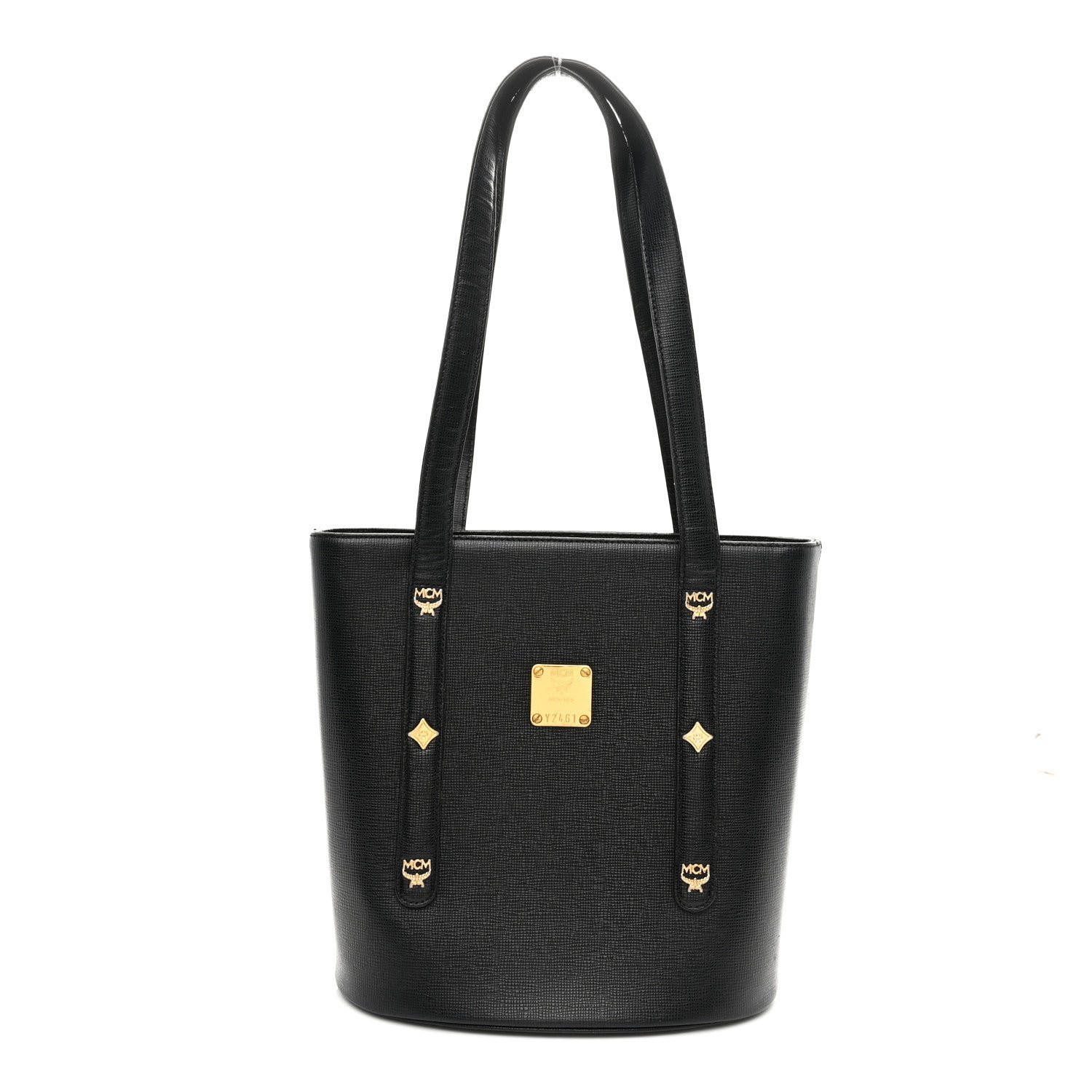 MCM Saffiano Studded Mini Tote Bag Black