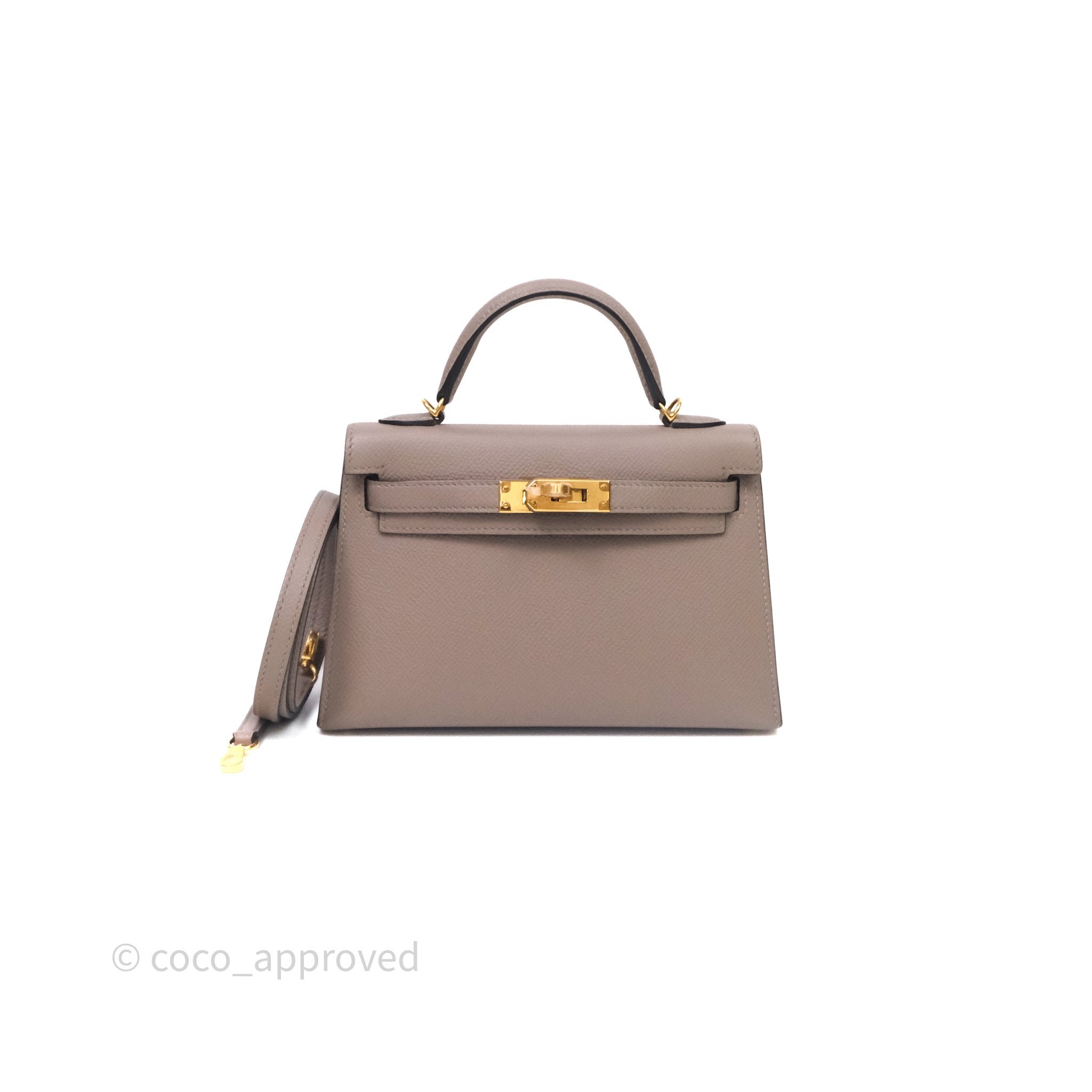 Hermès Mini Kelly II Gris Asphalte M8 Epsom Gold Hardware