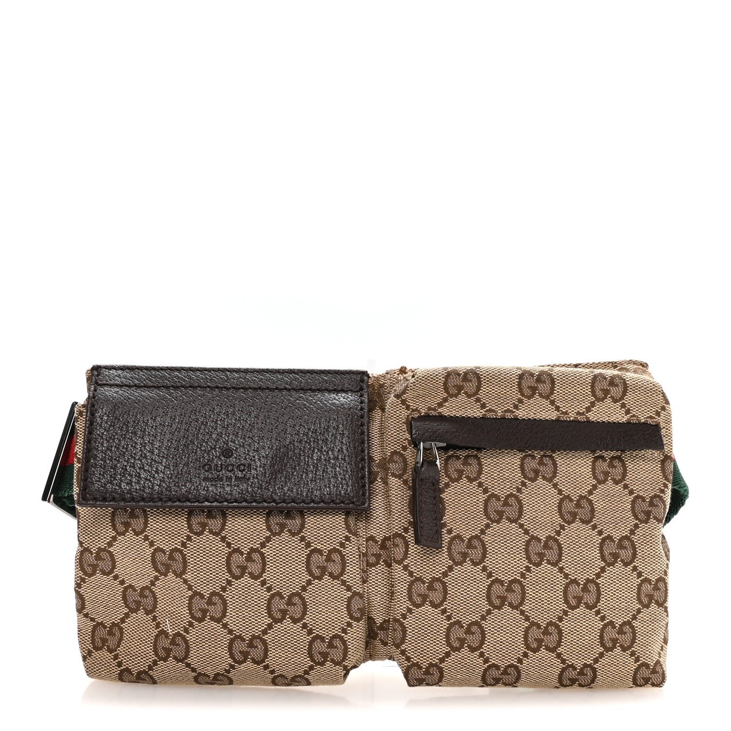 Gucci Monogram Web Belt Bag Dark Brown