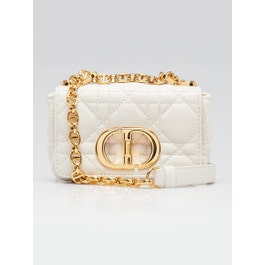  Christian Dior Latte Cannage Quilted Calfskin Leather Micro Caro Bag