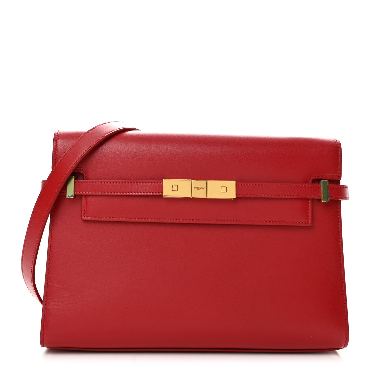 Saint Laurent Smooth Calfskin Manhattan Shoulder Bag Rouge Eros