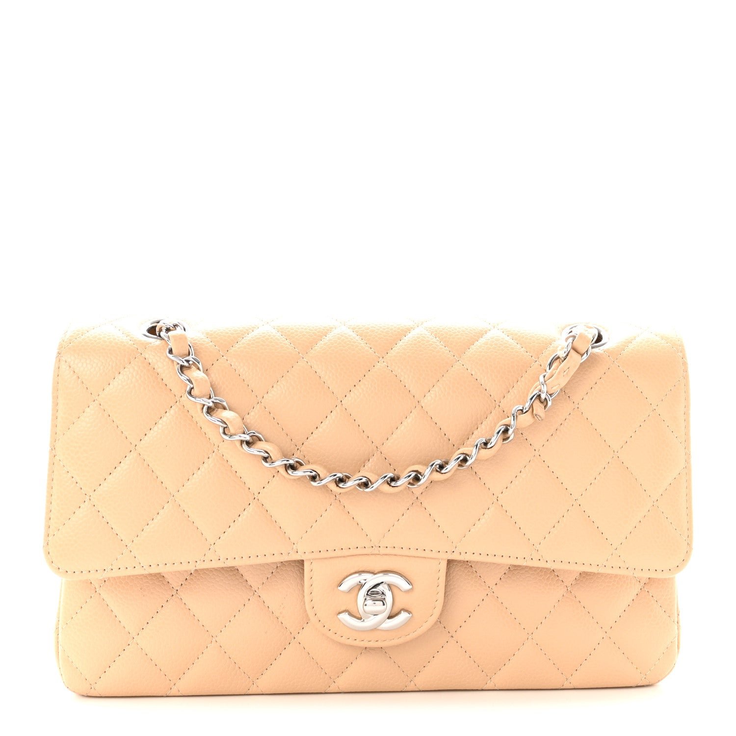 Chanel Caviar Quilted Medium Double Flap Beige