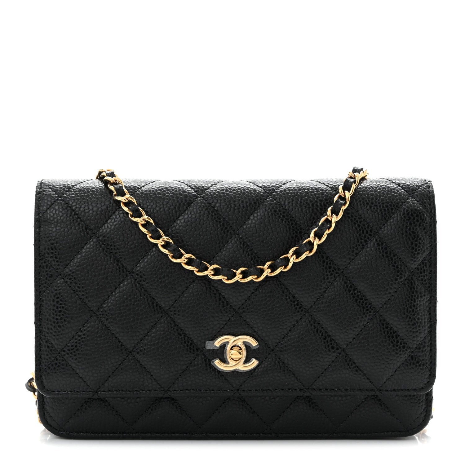 Chanel Caviar Quilted CC Turnlock Wallet On Chain WOC Black