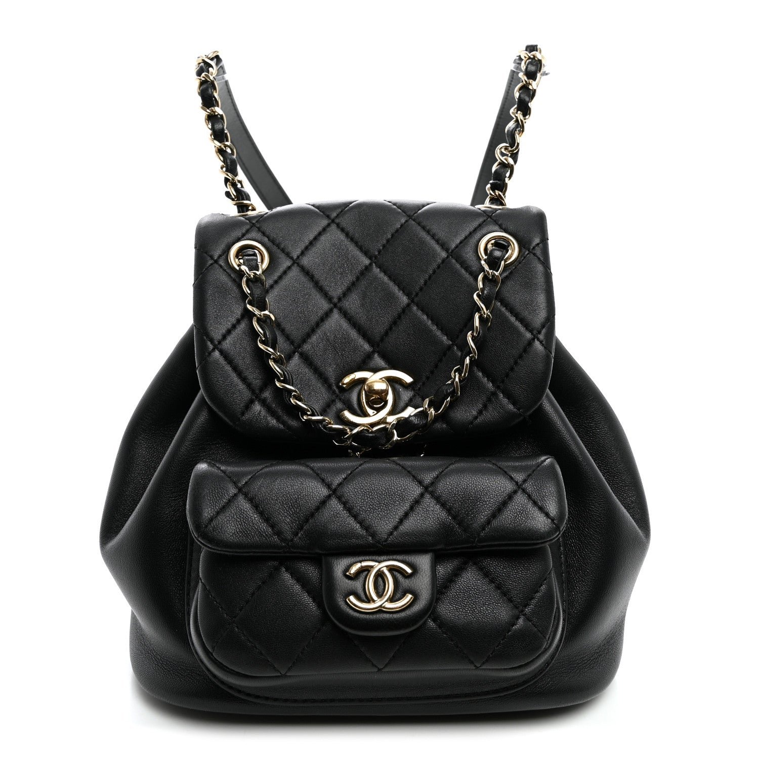 Chanel Lambskin Quilted Small Duma Drawstring Backpack Black