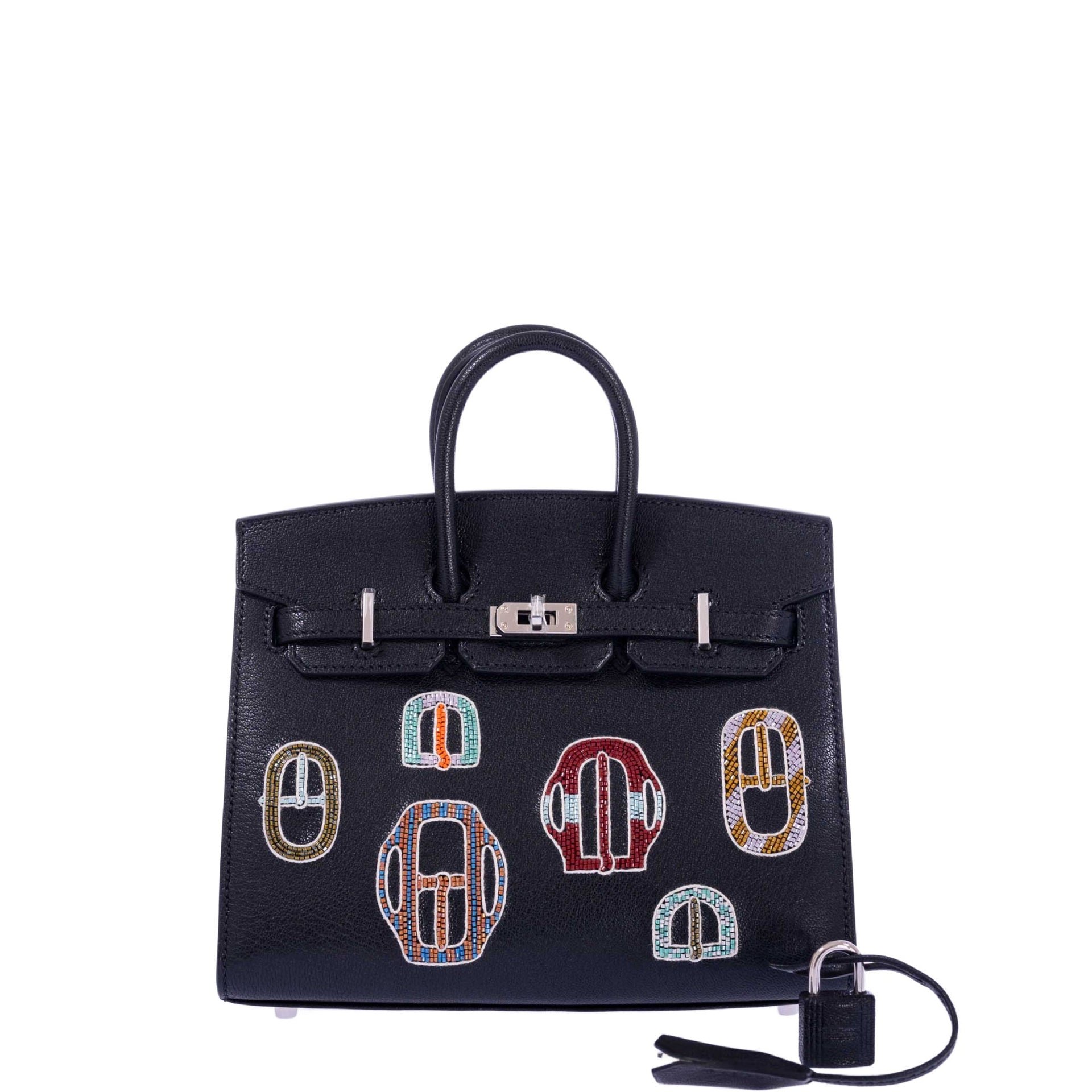 Hermes Hermès Birkin 20 Sellier Bouclerie Moderne Black Chèvre Palladium Hardware