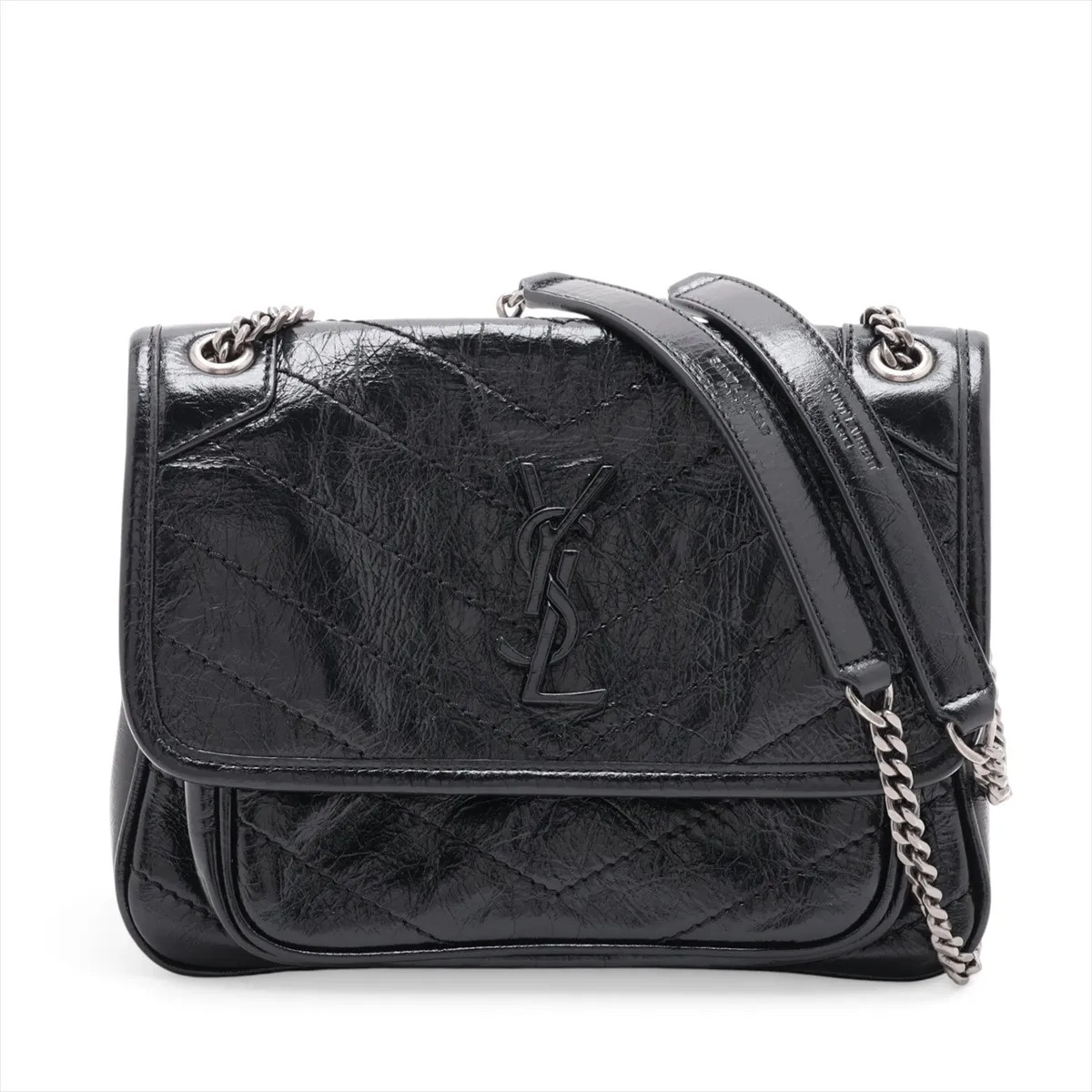 Saint Laurent Paris Niki Baby 633160 Leather Chain Shoulder Bag Black