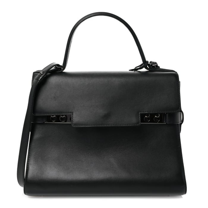 Delvaux Calfskin MM Tempete Satchel Black