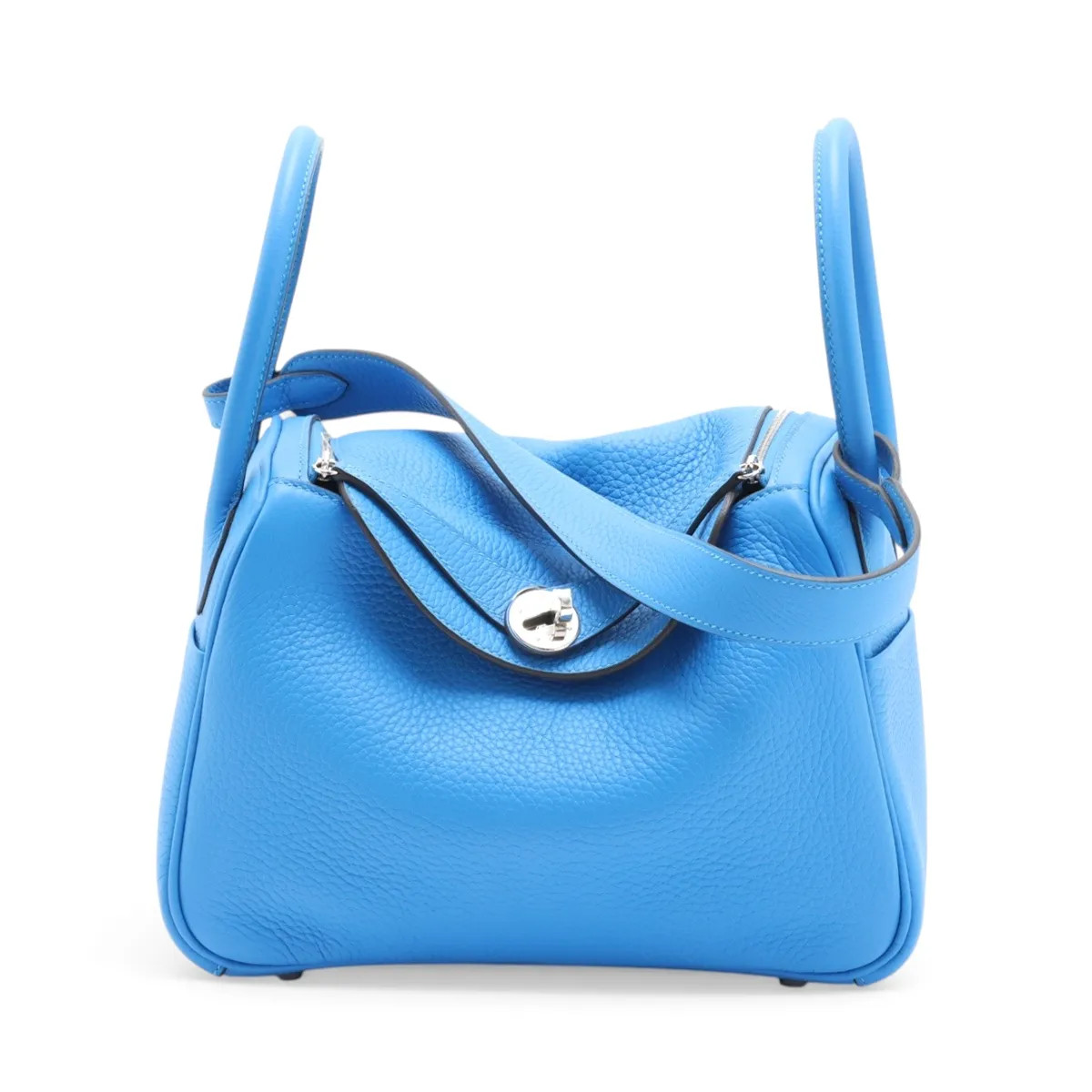 Hermès Lindy 26 Taurillon Clemence New Blue Idra Silver Metal Fittings