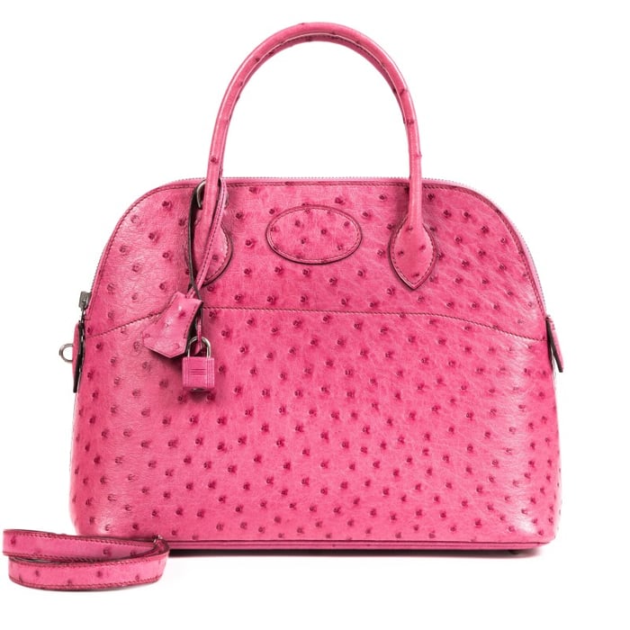 Hermes Rose Tyrien Ostrich Bolide 31 Palladium Hardware, 2004