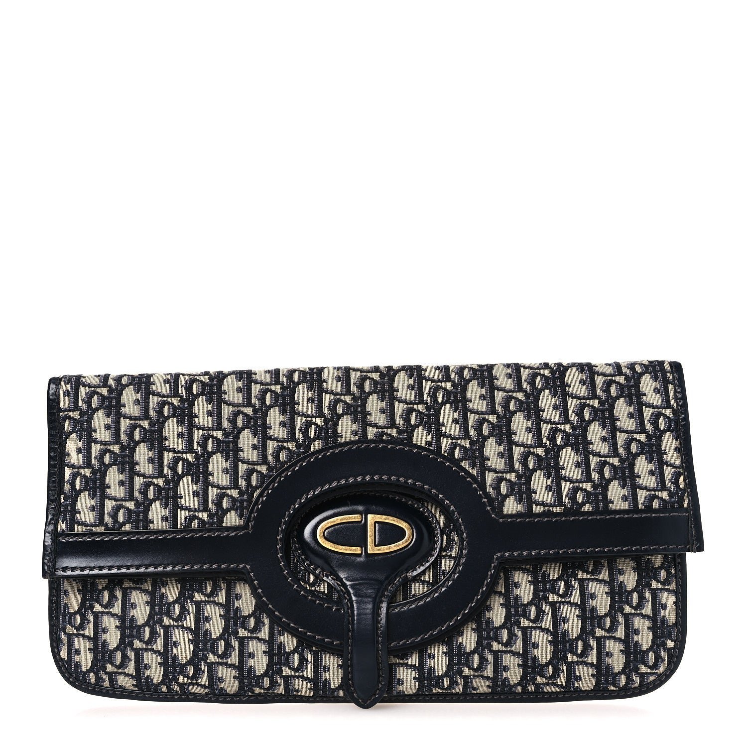 Christian Dior Oblique Fold Over Clutch Blue