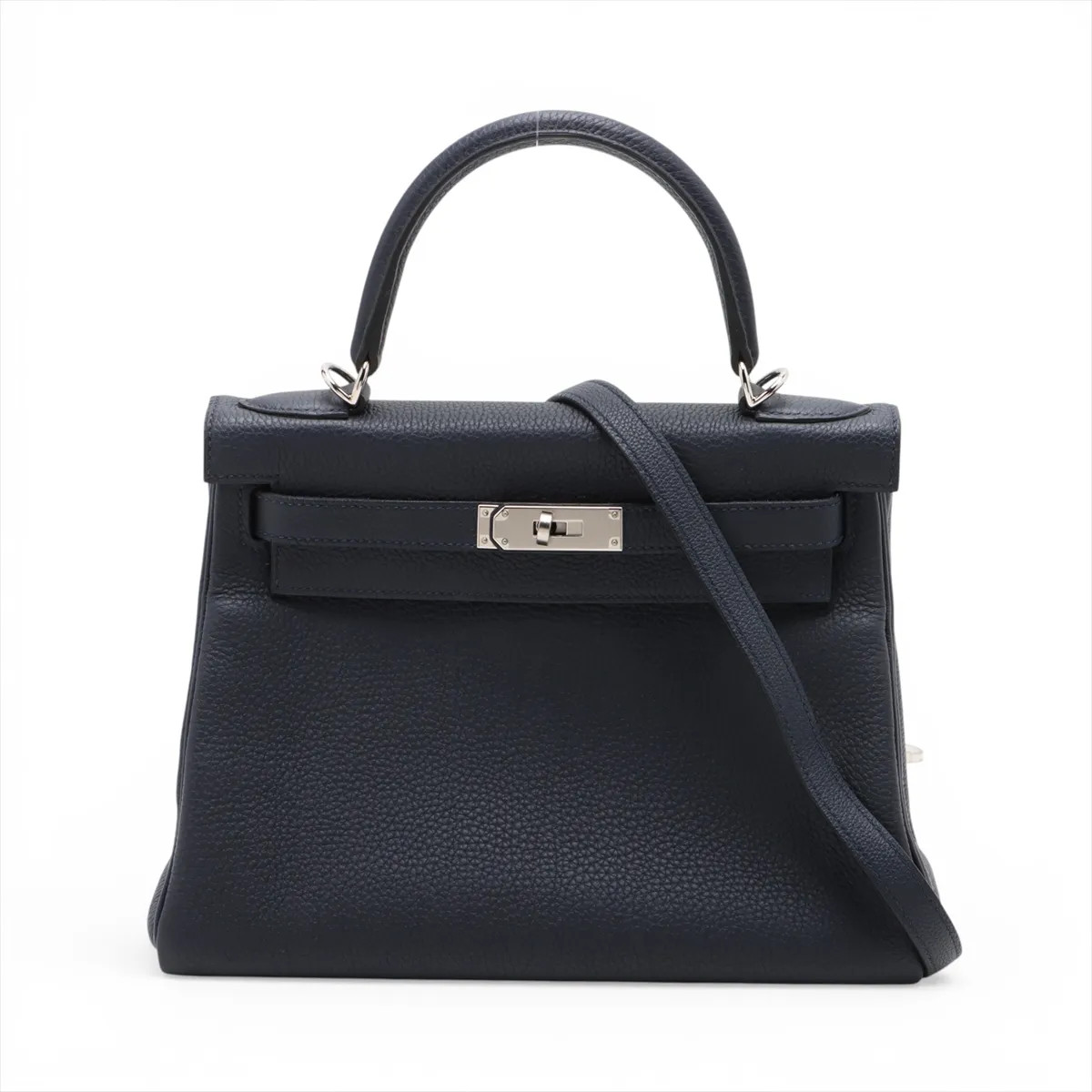 Hermès Kelly 28 Le Tournay Togo Blue nuit Silver Metal Fittings