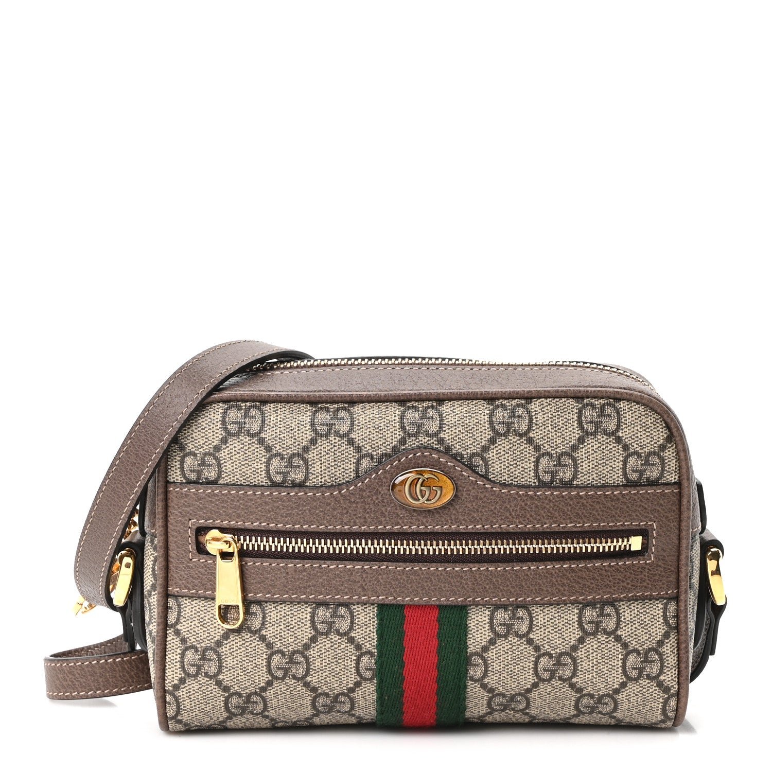 Gucci GG Supreme Monogram Web Mini Ophidia Shoulder Bag Brown