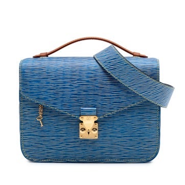 Leather Epi Denim and Reverse Monogram Pochette Metis