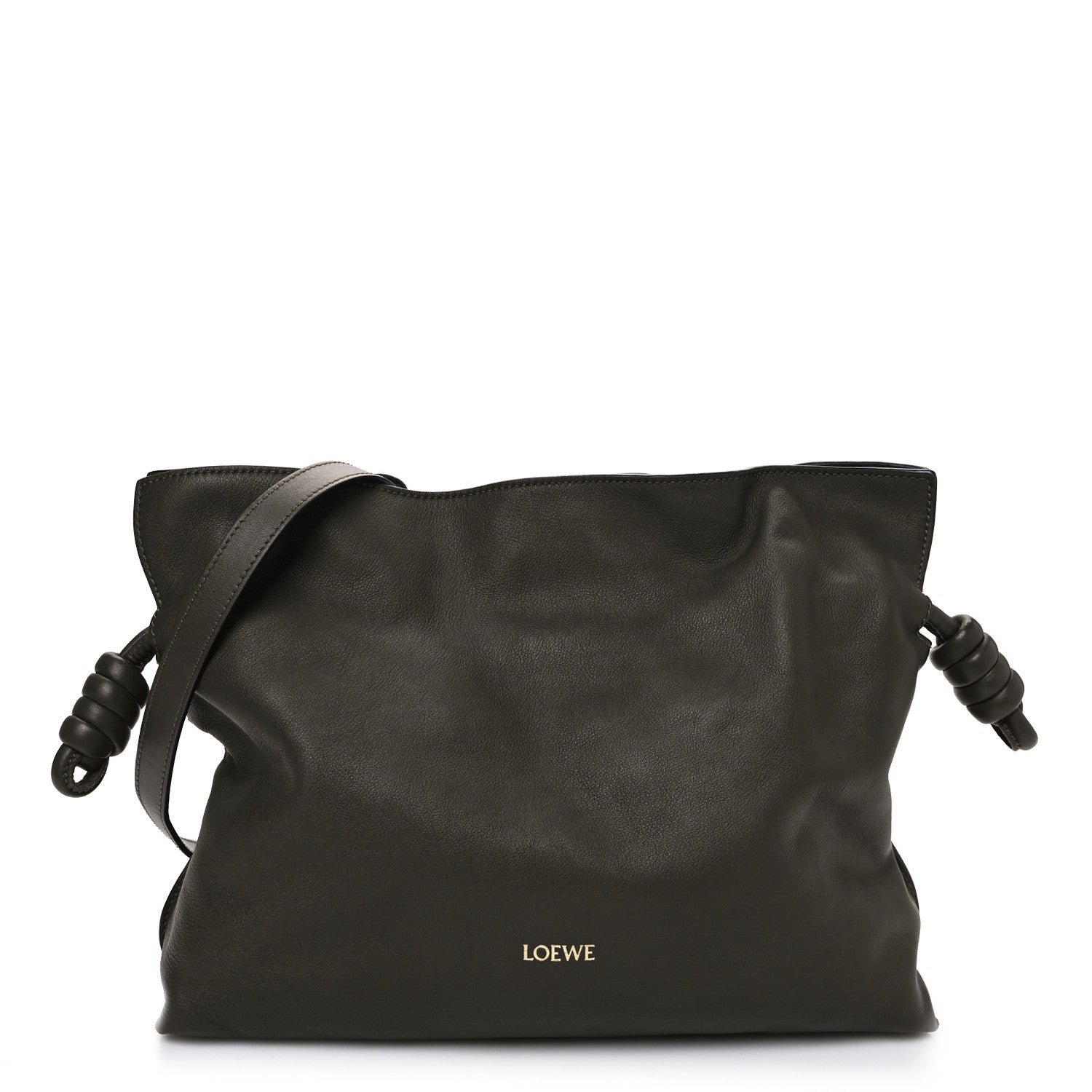 Loewe Calfskin Flamenco Knot Clutch Vintage Khaki