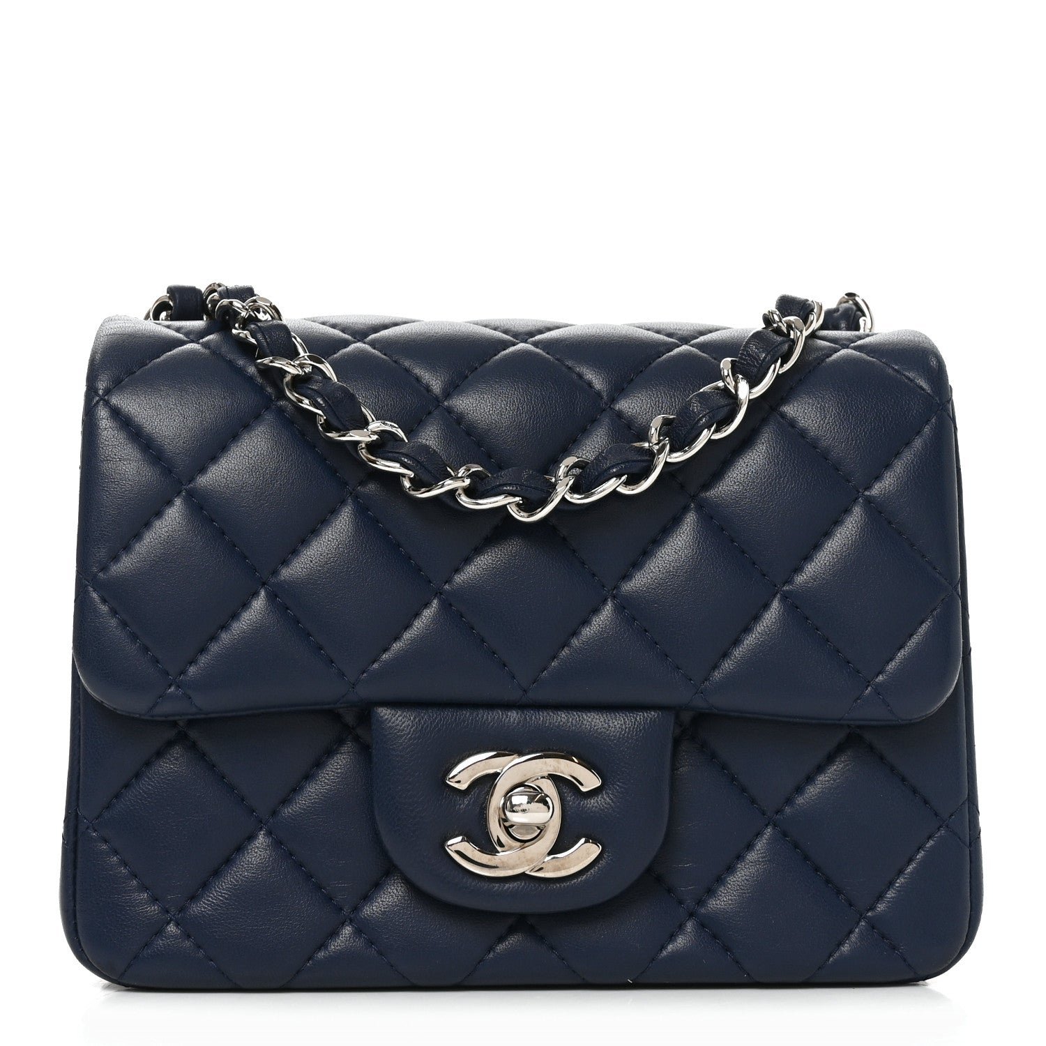 Chanel Lambskin Quilted Mini Square Flap Navy