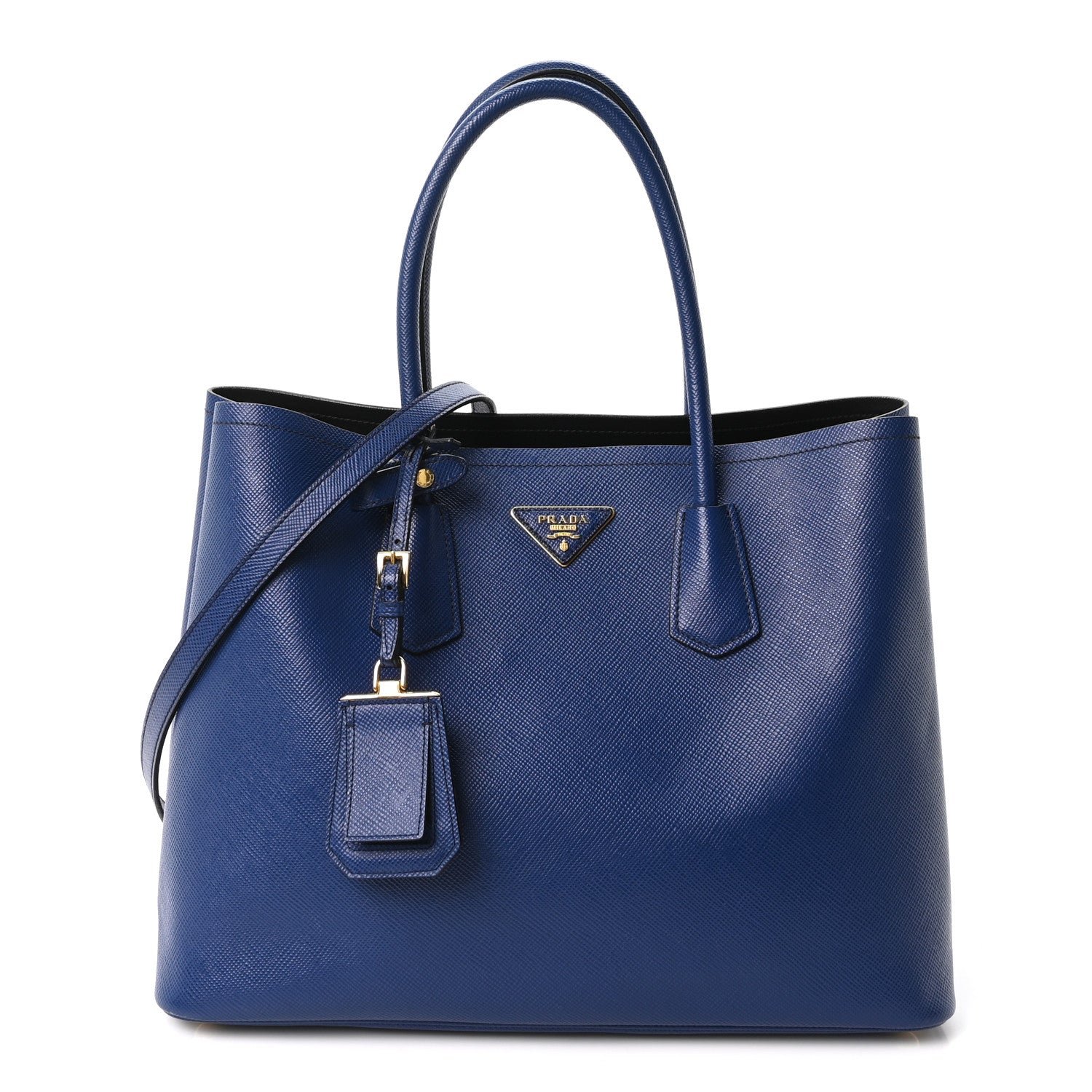 Prada Saffiano Cuir Large Double Bag Inchiostro