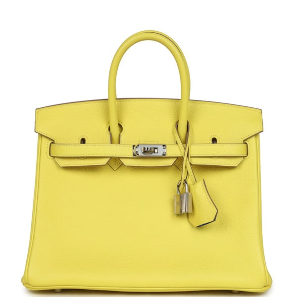 Hermes Pre-owned Hermes Birkin 25 Lime Verso Novillo Palladium Hardware