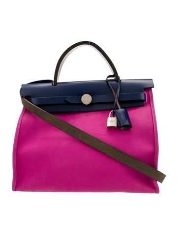 Hermes Toile Canvas & Vache Hunter Herbag 31