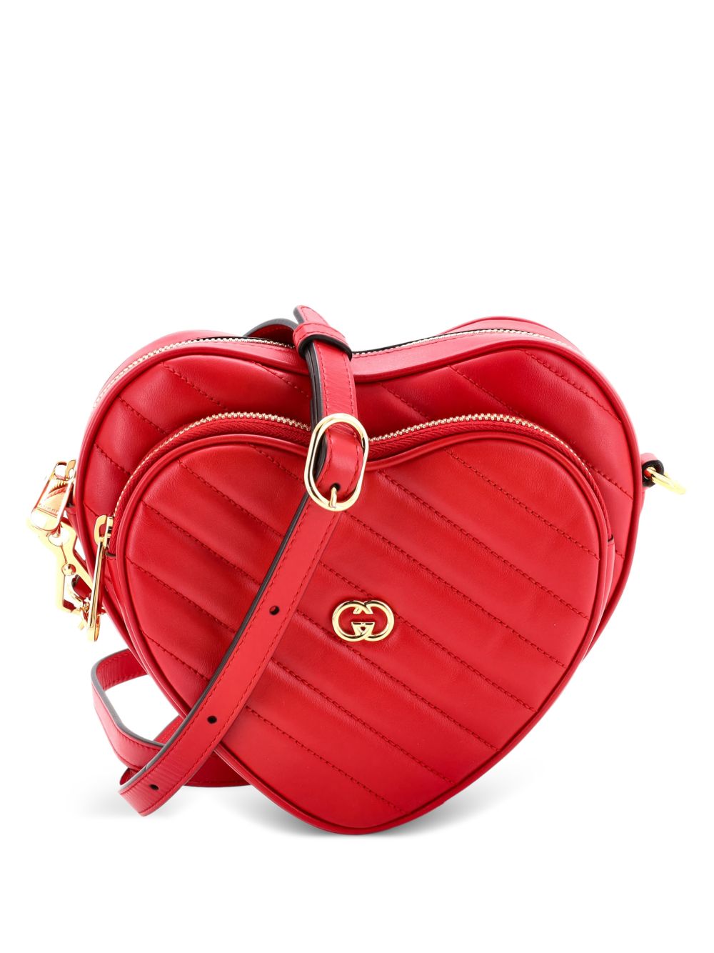 Interlocking G Heart Diagonal Quilted Leather Mini shoulder bag