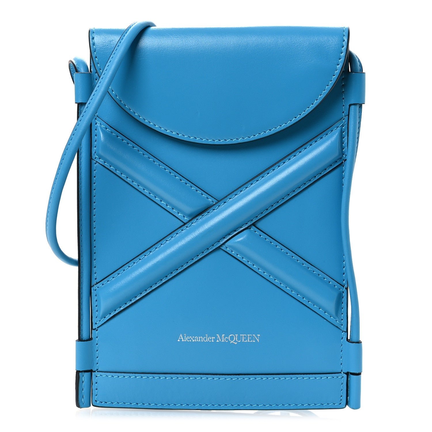 Alexander McQueen Alexander McQueen Calfskin The Curve Micro Crossbody Pouch Bag Blue