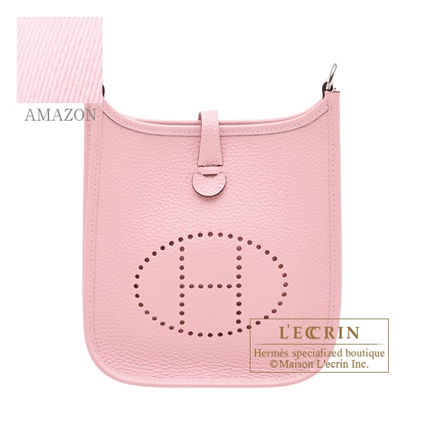 Hermes Evelyne Amazon bag TPM Rose sakura Clemence leather Silver hardware Bandouliere 111cm