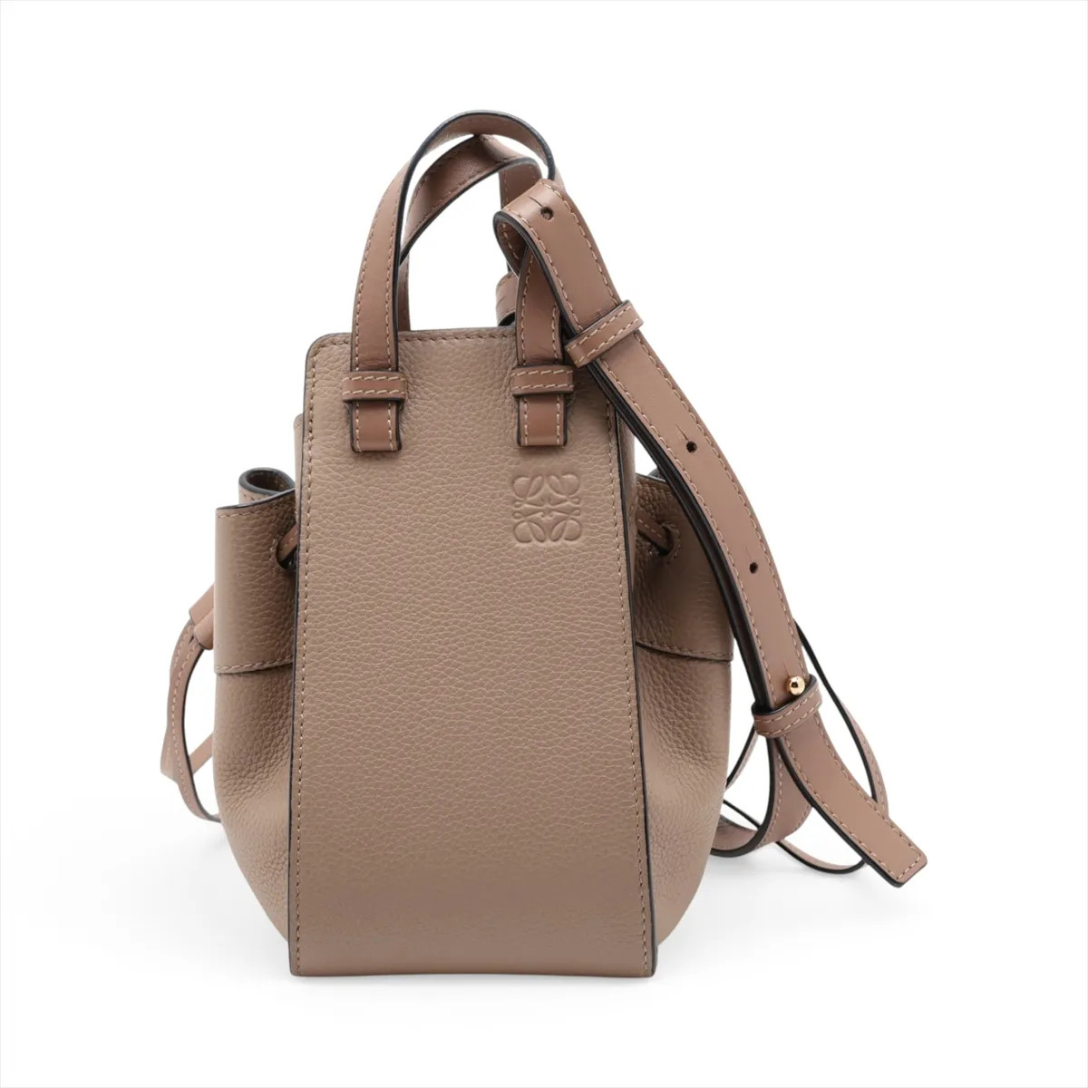 Loewe Hammock Drawstring mini Leather 2 Way Shoulder Bag Beige