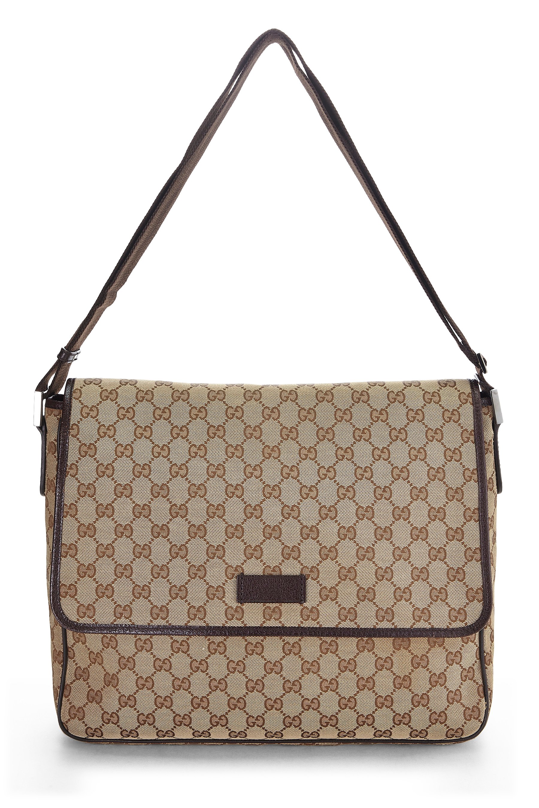 Brown Original GG Canvas Web Flap Messenger