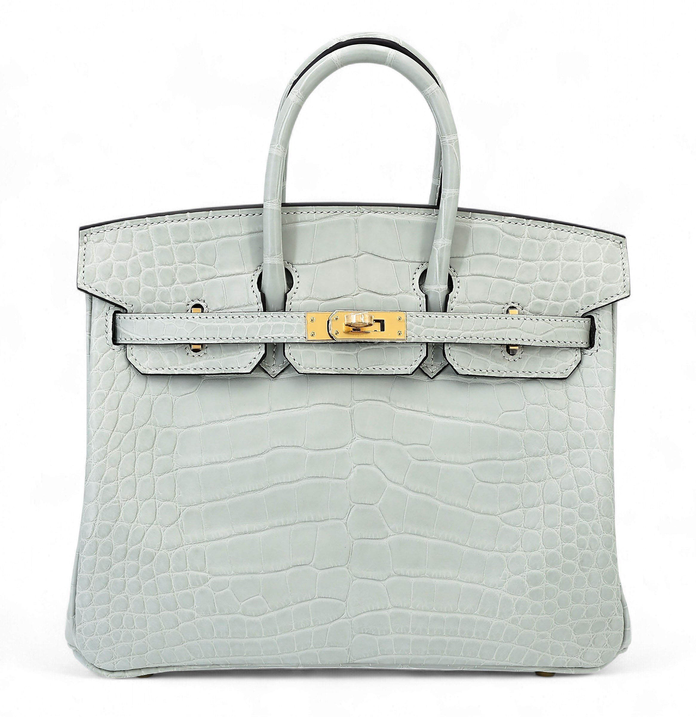 Hermes Brand New ( Rank N ) HERMÈS Birkin 25 Gris Neve (0W) Matte Alligator Gold hardware K (2025)