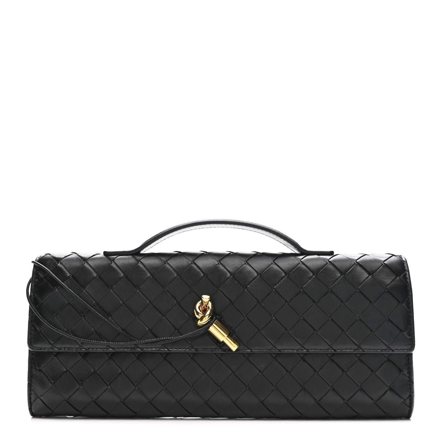 Bottega Veneta Bottega Veneta Nappa Intrecciato Long Andiamo Top Handle Clutch Black