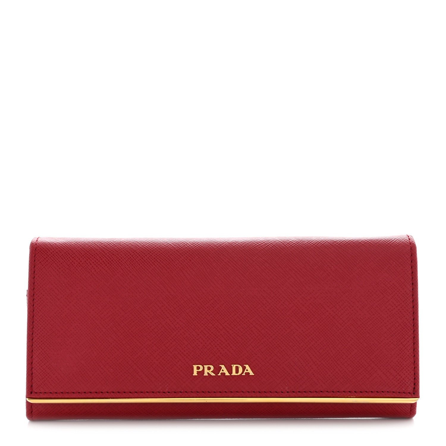 Prada Saffiano Metal Continental Flap Wallet Fuoco