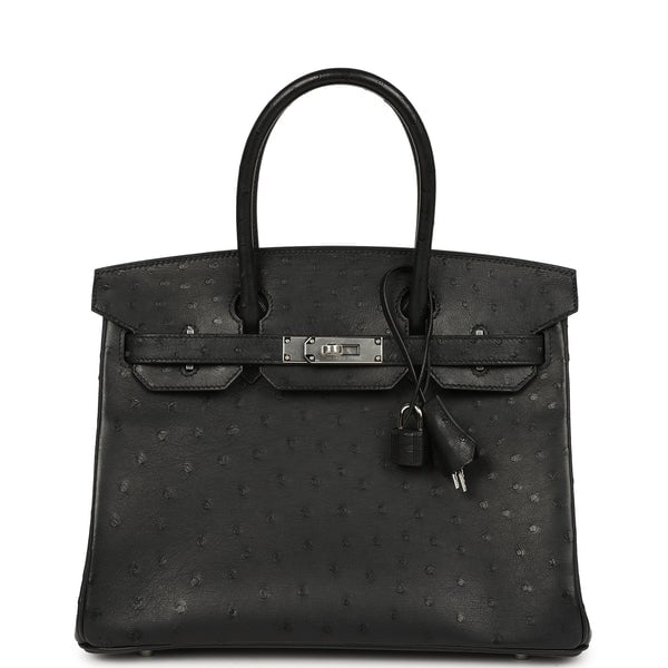 Hermes Birkin 30 Black Ostrich Palladium Hardware