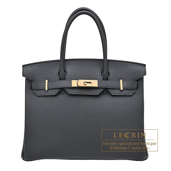 Hermes Birkin bag 30 Plomb Togo leather Champagne gold hardware