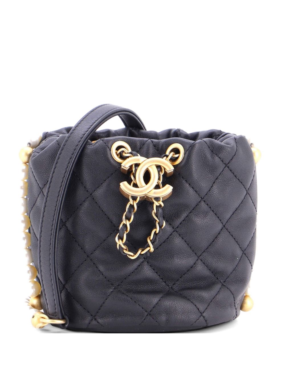 About Pearls Quilted Calfskin Mini bucket bag