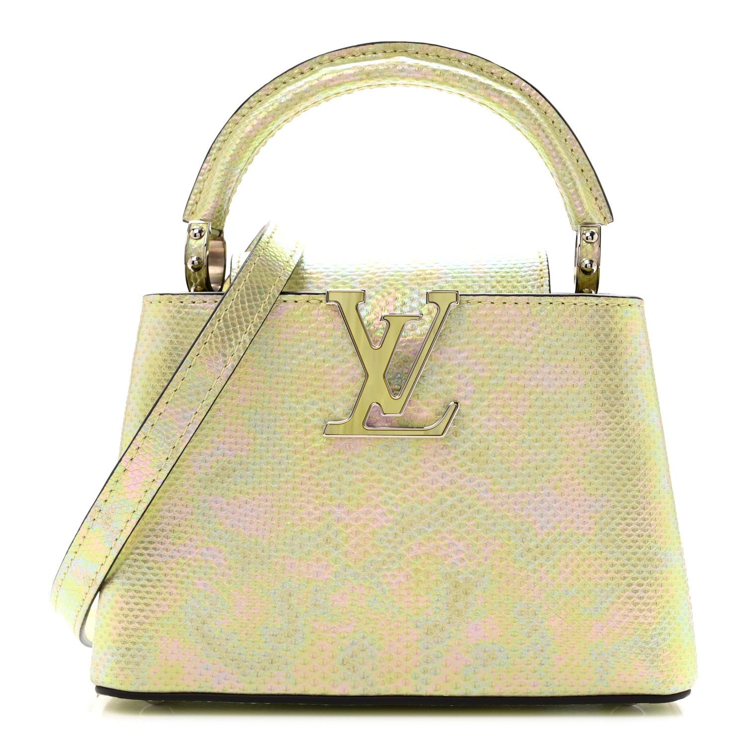 Louis Vuitton Iridescent Karung Capucines Mini Petrol