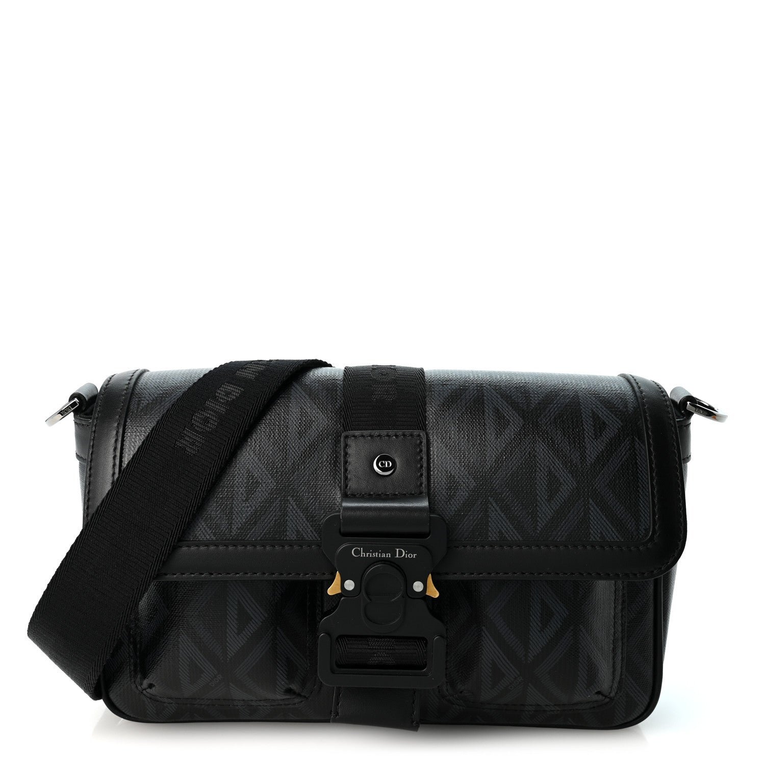 Christian Dior Coated Canvas CD Diamond Hit The Road Bag Black