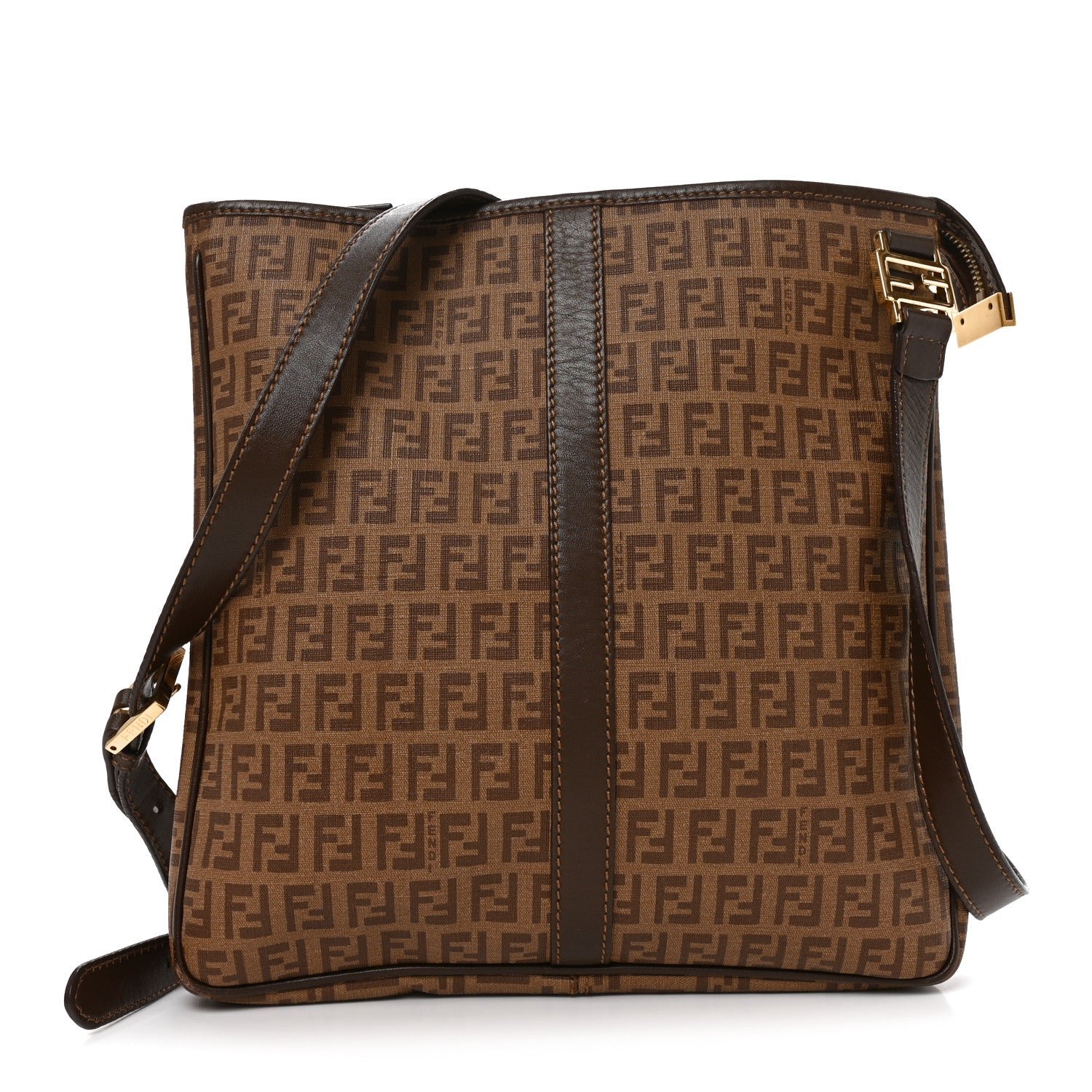 Fendi Zucchino Spalmati Crossbody Brown